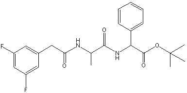 structure of (3,5-Difluorophenylacetyl)-Ala-Phg-OBut